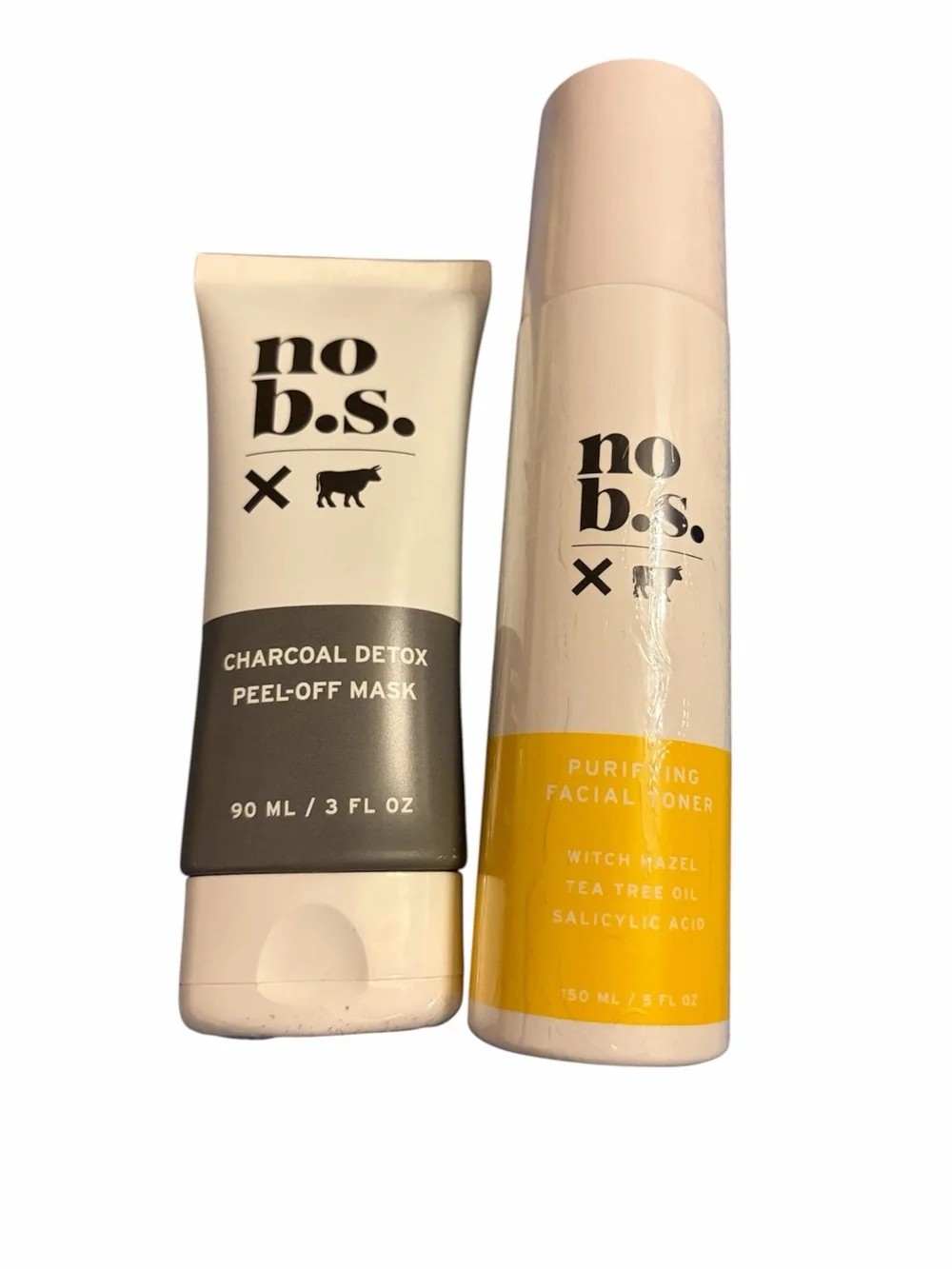 NIB no b.s. Spa Acne Bundle Charcoal Detox Perl-Off Mask+Purifying Facial Toner